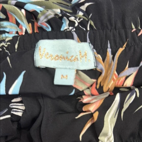 Veronica M Black Floral Strapless Jumpsuit.  Sz M - Picture 7 of 7